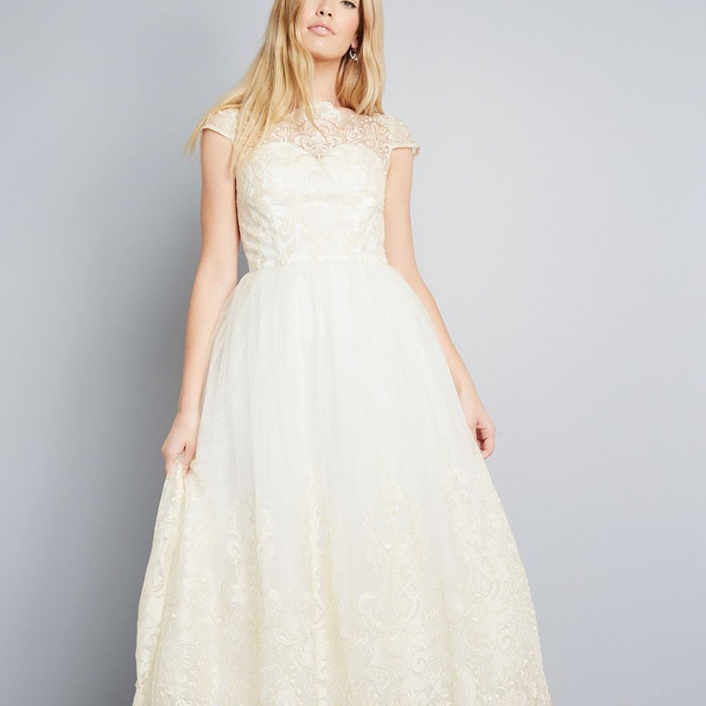 Chi Chi London Ivory Lace Tulle Wedding Dress